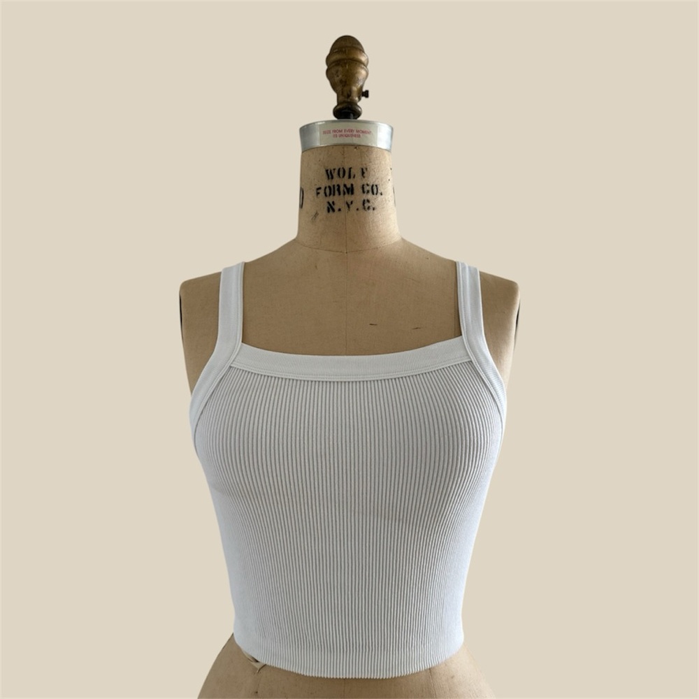 Cotton On White Fitted Crop Tank Top